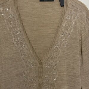 Liz Claiborne Beige Women's Cardigan, Lg-XL